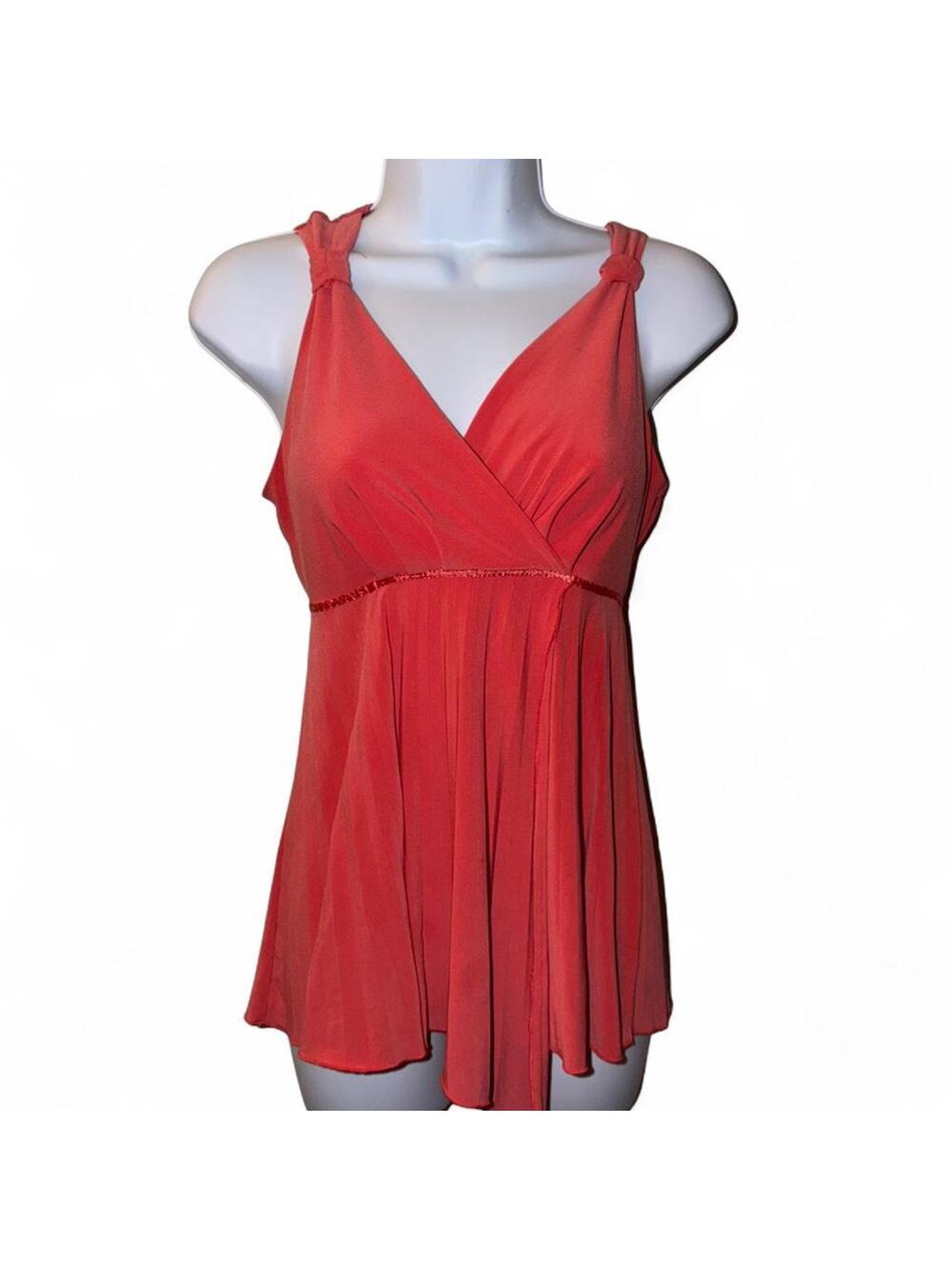 Y2K Surplice Empire Waist Tunic Top w/ Satin Ribbon Tie Back